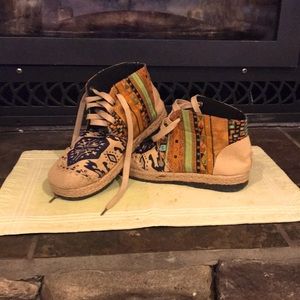 Ladies unique patchwork shoes.